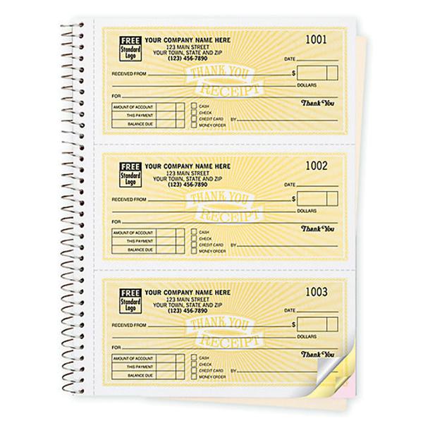 Classic Collection Receipt Book Imprinted 2-Part 3Pads/Pk