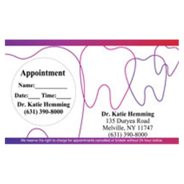 Peel N Stick Appointment Card Teeth Line Art 500/Bx