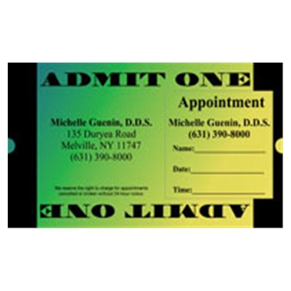 Peel N Stick Appointment Card Admit One Green 500/Bx