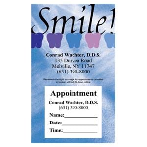Peel N Stick Appointment Card Smile! Blue 500/Bx