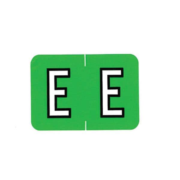 Sycom "E" End Tab Green Labels 1"x1.5" 500/Rl