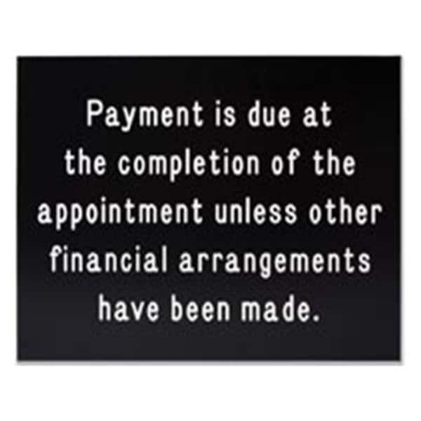 Formatted Wall Sign Payment Due Plastic Ea