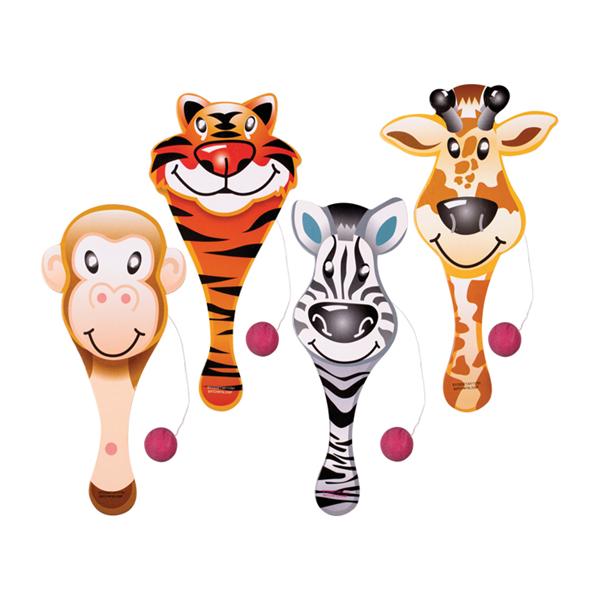Toy Paddleball Animals Assorted Colors 24/Pk