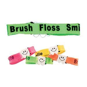 Band Bracelets Brush Floss Smile Assorted Colors 7.5 in 48/Pk