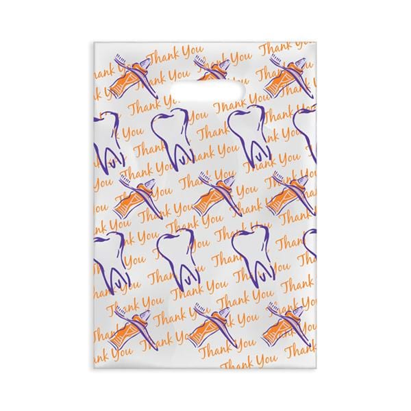 Scatter Print Bags Thank You Dental 2 Sided Print Clear 100/Bx