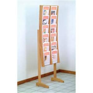 Stance Floor Magazine Display 12 Pockets Light Oak 21.25 in x 64 in x 14 in Ea