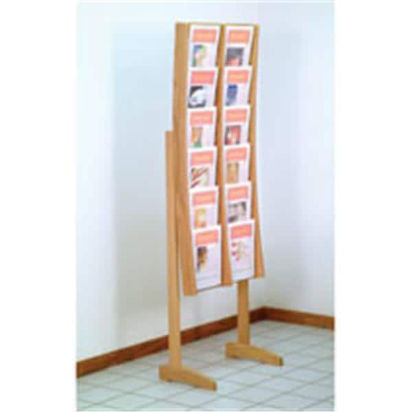 Stance Floor Magazine Display 12 Pockets Light Oak 21.25 in x 64 in x 14 in Ea