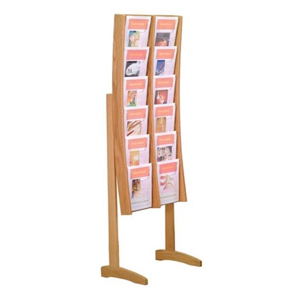 Stance Floor Magazine Display 12 Pockets Light Oak 21.25 in x 64 in x 14 in Ea