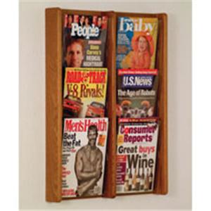 Stance Wall Magazine Display 6 Pockets Medium Oak 26.25 in x 21.25 in x 3 in Ea