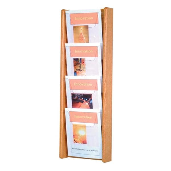 Stance Wall Magazine Display 4 Pockets Light Oak 33.5 in x 11 in x 3 in Ea