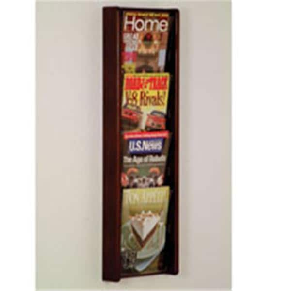 Stance Wall Magazine Display 4 Pockets Mahogany 33.5 in x 11 in x 3 in Ea