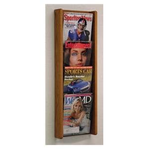 Stance Wall Magazine Display 4 Pockets Medium Oak 33.5 in x 11 in x 3 in Ea