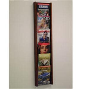 Stance Wall Magazine Display 6 Pockets Mahogany 48 in x 11 in x 3 in Ea