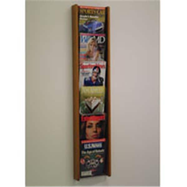 Stance Wall Magazine Display 6 Pockets Medium Oak 48 in x 11 in x 3 in Ea