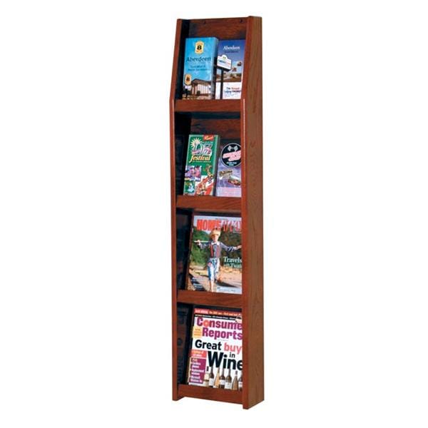 Slope Wall Literature Display 8 Pockets Mahogany 10.5 in x 49 in 4.75 in Ea