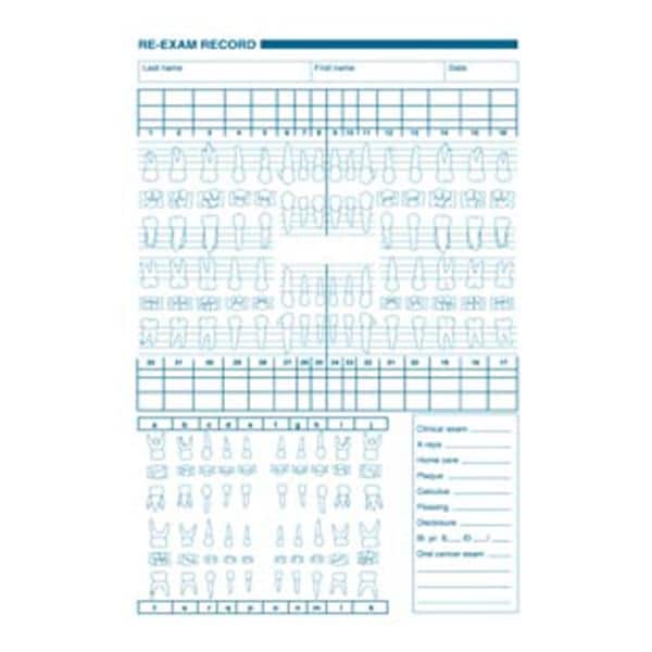 Exam Record Dental Charts Health History Update 2-Sided 250/Pk