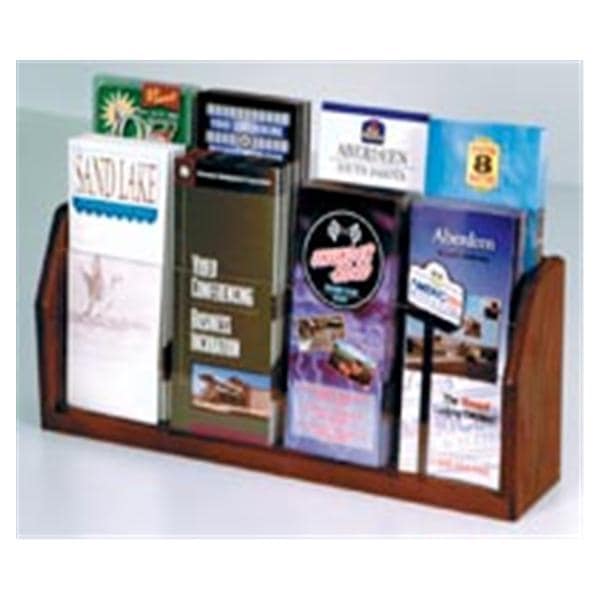 Counter Brochure Display 8 Pockets Mahogany 7.5 in x 18.25 in x 4 in Ea