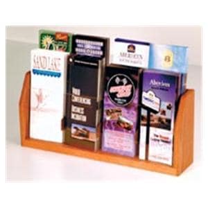 Counter Brochure Display 8 Pockets Medium Oak Wood / Acrylic 7.5x18.25x4 Ea