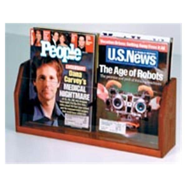 Counter Magazine Display 2 Pockets Mahogany 18.25 in x 7.5 in x 4 in Ea