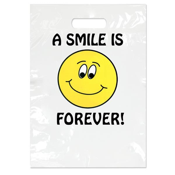 2-Color Bags Smile Forever White Large 9 in x 13 in 100/Pk