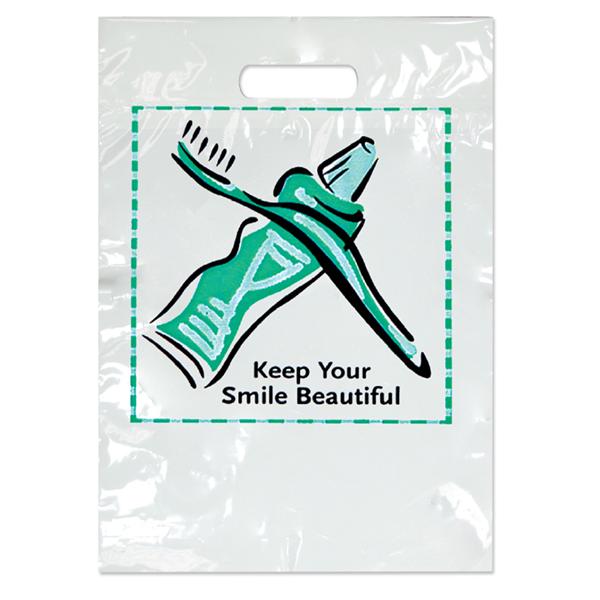 2-Color Bags Keep Smile Beautiful White 9 in x 13 in 100/Pk