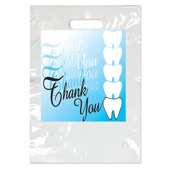2-Color Bags Thank You Teeth White 9 in x 13 in 100/Pk