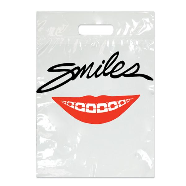 2-Color Bags Smiles with Braces White 9 in x 13 in 100/Pk
