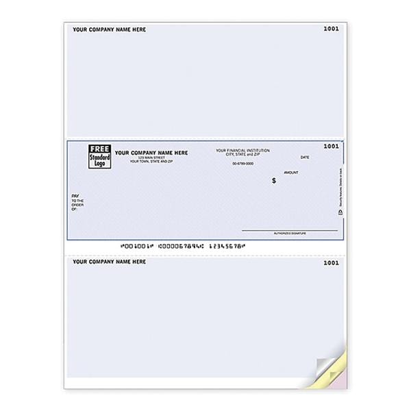 Laser Checks Imprinted 2-Part 8.5 in x 11 in Peachtree Compatible 250/Pk