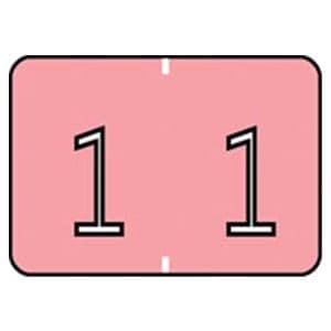 Sycom "1" End Tab Label Pink 1"x1.5" 500/Rl