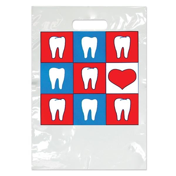 2-Color Bags Hearts & Teeth White 7.5 in x 9 in 100/Pk