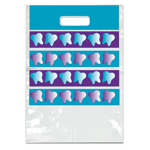 2-Color Bags Purple Teeth White 9 in x 13 in 100/Pk