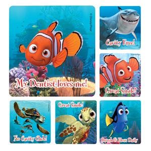 Stickers 2.5 in x 2.5 in Dental Finding Nemo Assorted 100/Rl