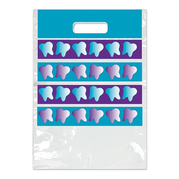2-Color Bags Purple Teeth White Small 7.5 in x 9 in 100/Pk
