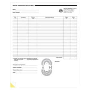 Consent Forms Imprinted Dental Diagnosis and Estimate 2-Part 8.5"x11" 250/Pk