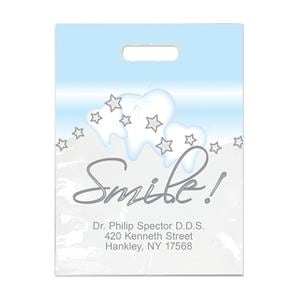 2-Color Bags Imprinted Stars & Smiles Small 7.5 in x 9 in 500/Pk