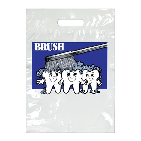 2-Color Bags Imprinted Brush on Teeth Small 7.5 in x 9 in 500/Pk