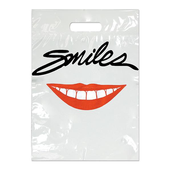 2-Color Bags Imprinted Smiles Red Lips Small 7.5 in x 9 in 500/Pk