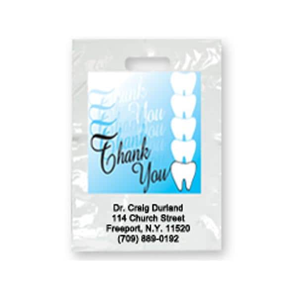 2-Color Bags Imprinted Thank You Teeth Large 9 in x 13 in 500/Pk