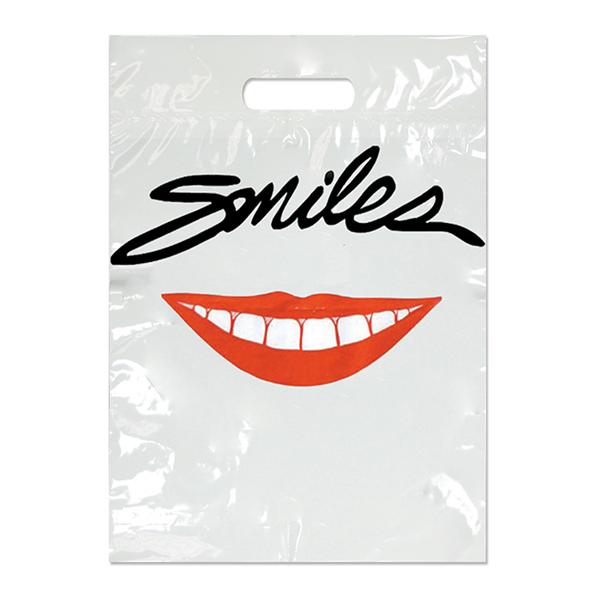 2-Color Bags Imprinted Smiles Red Lips Large 9 in x 13 in 500/Pk