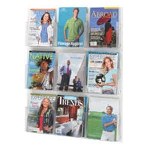 Clear2c Wall Magazine Display 9 Pockets Clear 36 in x 29 in x 3 in Ea