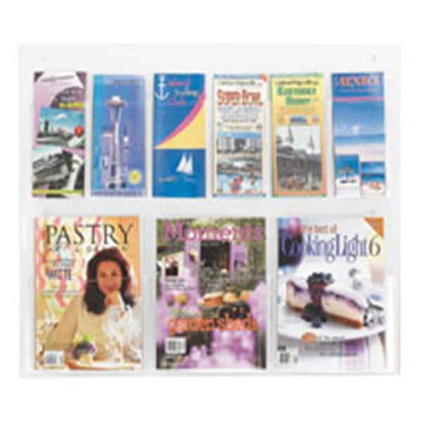 Clear2c Wall Literature Display 3 Mag/6 Pamp Clear 23.5x28x3 Ea