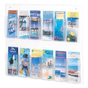 Clear2c Wall Pamphlet Display 12 Pockets Clear 28.75 in x 23.5 in x 3 in Ea