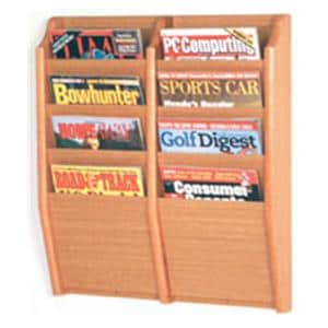 Cascade Wall Magazine Display 8 Pockets Light Oak 20.5 in x 24 in x 3.75 in Ea