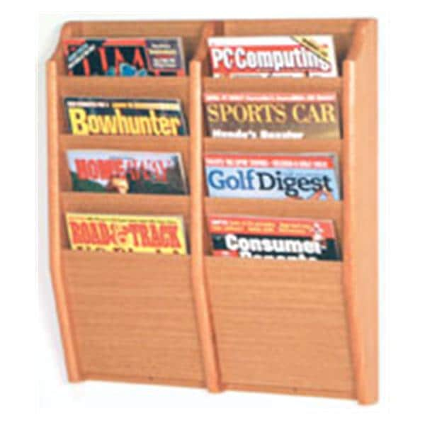 Cascade Wall Magazine Display 8 Pockets Light Oak 20.5 in x 24 in x 3.75 in Ea