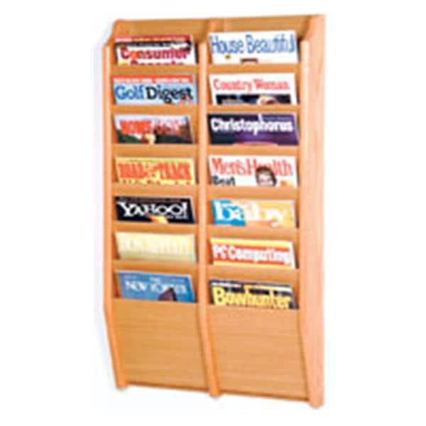 Cascade Wall Magazine Display 14 Pockets Light Oak 20.5 in x 36 in x 3.75 in Ea