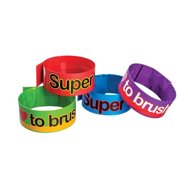 Slap Bracelets Dental Sayings Assorted Colors 9.5 in x 1 in 48/Pk
