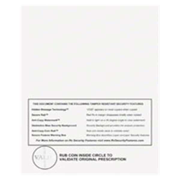Laser Prescription Paper Medicaid Approved Full Sheet w/ Clr-Chng Ink 500/Pk