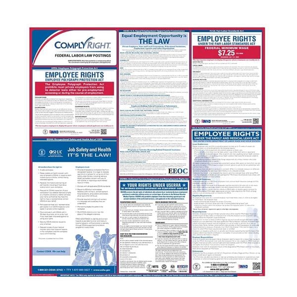 Poster Federal Labor Law English 24 in x 27 in Ea