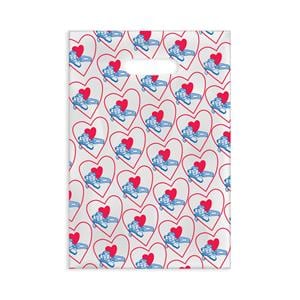 Scatter Print Bags Dental Hearts 2 Sided Print Clear 100/Bx