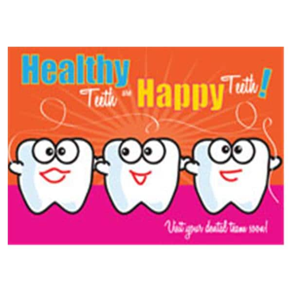 Imprinted Recall Cards Tooth Character Happy Teeth 4 in x 6 in 250/Pk